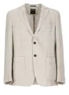 Zegna Chalk Stripe Linen And Silk Jacket In Beige