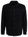 Zegna Navy Blue Cashmere Overshirt With Classic Collar And Flap Pockets In Black