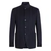 Zegna Cashmere Coat With Pockets And Collar In Blue
