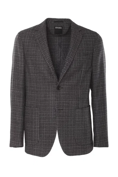 Zegna Single Breasted Tailored Jacket In Multi
