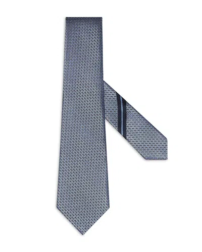 Zegna Jacquard Floral Silk Classic Tie In Blue