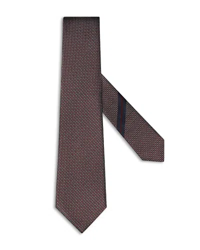 Zegna Jacquard Floral Silk Classic Tie In Burgundy