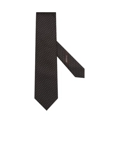 Zegna Jacquard Pattern Tie In Black