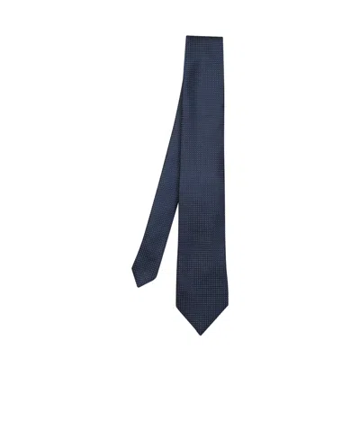 Zegna Jacquard Pointed Tip Tie In Blue