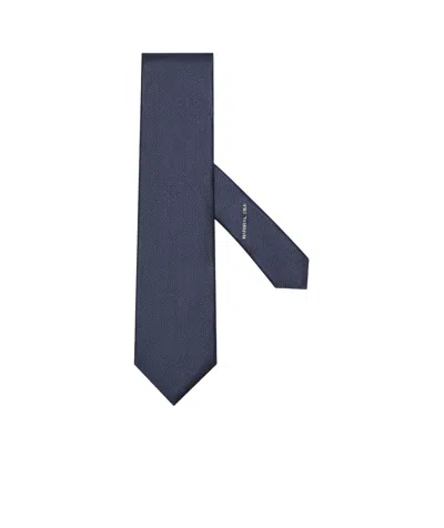 Zegna Jacquard Pointed Tip Tie In Blue