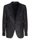 Zegna Jacquard Satin Blazer In Black