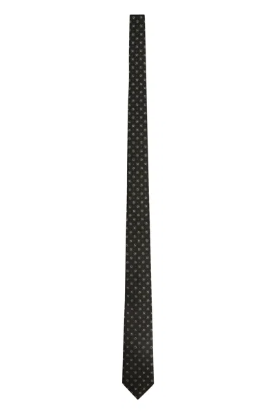 Zegna Jacquard Silk Tie In Black