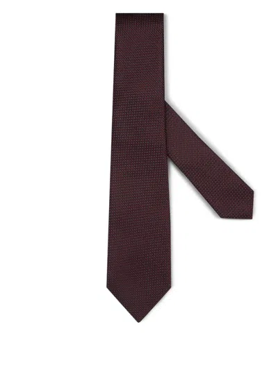 Zegna Jacquard Silk Tie In Brown