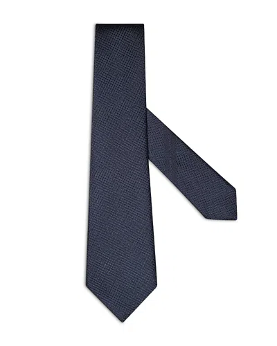 Zegna Jacquard Textured Silk Classic Tie In Navy Blue