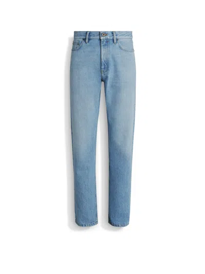 Zegna Blue Bleached Cotton Roccia Jeans