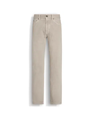 Zegna Jean Roccia En Coton Taupe Clair In Light Taupe