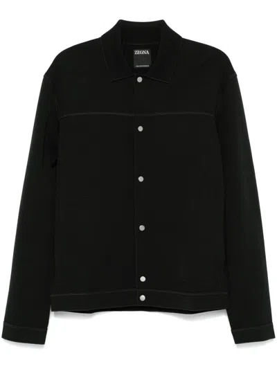 Zegna Jersey Shirt Jacket In Black
