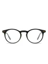Zegna Keyhole Bridge Round Glasses In Black
