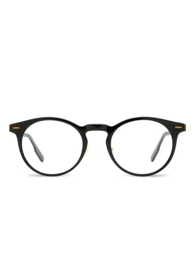 Zegna Keyhole Bridge Round Glasses In Black