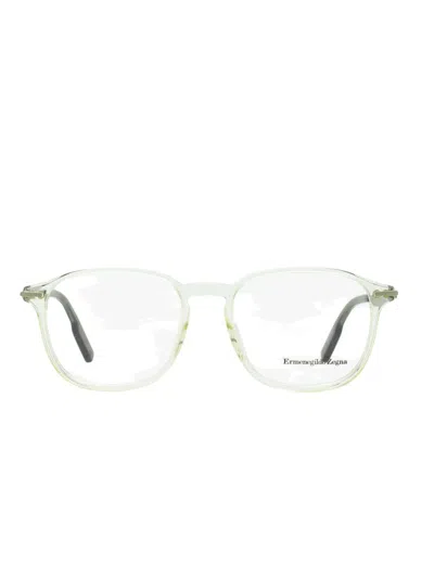 Zegna Keyhole Bridge Square-frame Glasses In Neutral
