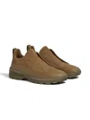 Zegna Khaki Suede Triple Stitch Monte Sneakers In Khaki