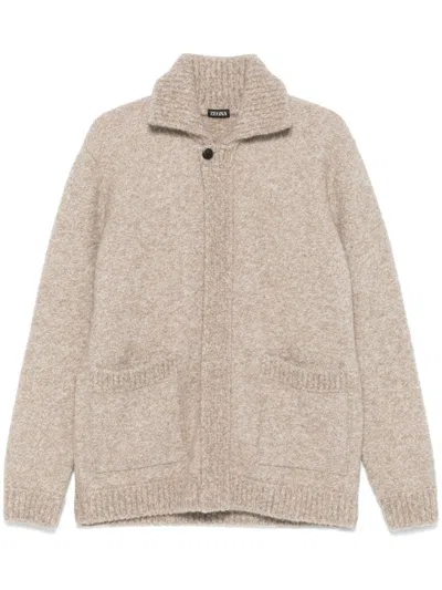 Zegna Knitted Jacket In Neutrals