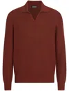 Zegna Textured Silk And Cashmere Polo Sweater In Red