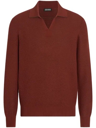 ZEGNA SILK-CASHMERE POLO SHIRT