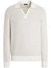 Zegna Silk-cashmere Polo Shirt In White