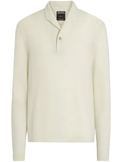 Zegna Knitted Polo Shirt In Yellow