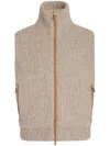 Zegna Light Taupe Mélange Cashmere Blend Full Zip Vest In Neutrals