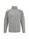 Zegna Cashmere And Wool Turtleneck Sweater In Gray