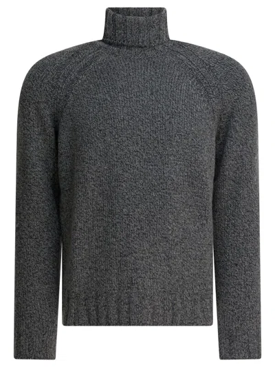 Zegna Turtleneck Knitwear Raglan Sleeves In Gray