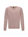 Zegna V-neck Cashmere Sweate In Pink