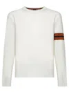 Zegna Stripe-detail Crew-neck Sweater In White