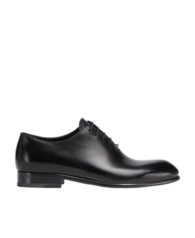 Zegna Lace-up Leather Shoes In Black