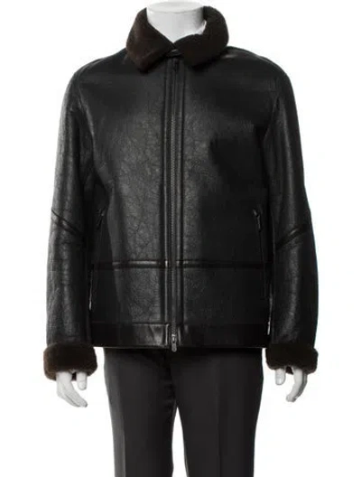Pre-owned Zegna Lamb Leather Jacket W/ Tags In Black