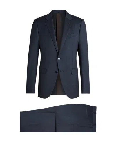 Zegna Lapel Long-sleeved Suit In Black