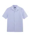 Zegna Lapel Short-sleeved Shirt In Blue