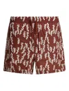 Zegna Leaf-print Swim Shorts In Brown