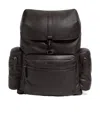 Zegna Leather Backpack In Brown