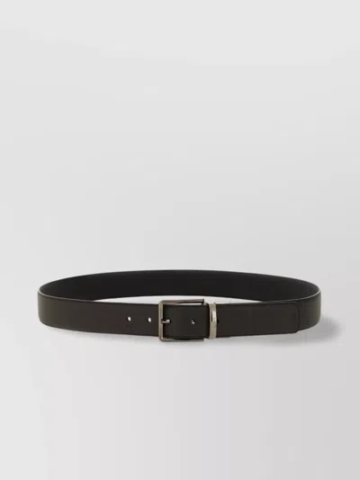 Zegna Leather Belt With Adjustable Length And Metal Buckle In Black