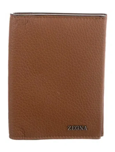 Pre-owned Zegna Leather Bifold Wallet In Brown