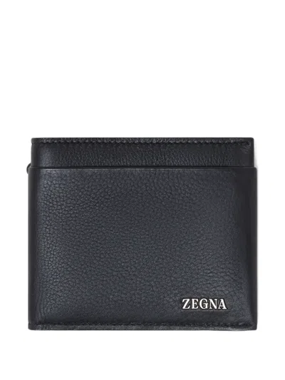 Zegna Leather Billfold Wallet In Black