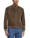 Zegna Leather Blouson Jacket In Brown