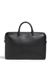 Zegna Black Leather Business Bag In Black
