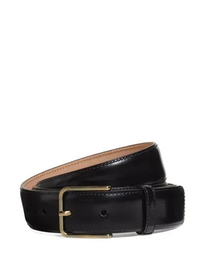 Zegna Leather Buckle Belt In Black