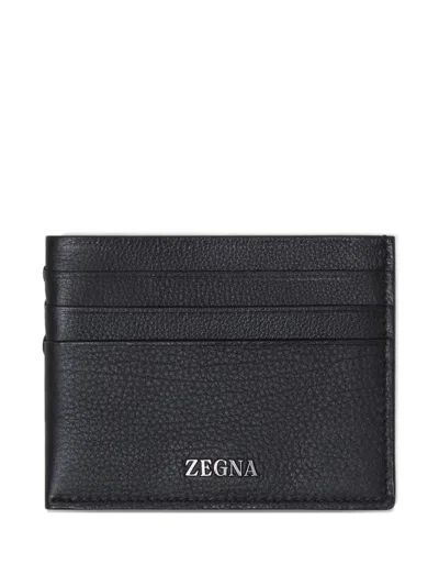 Zegna Leather Card Holder In Black
