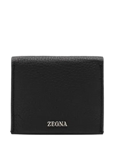 Zegna Leather Cardholder In Black