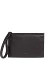 Zegna Leather Clutch Bag In Brown