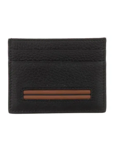 Pre-owned Zegna Leather Colorblock Pattern Card Holder In Multi
