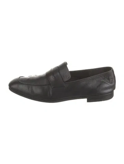 Pre-owned Zegna Leather Dress Loafers In Black