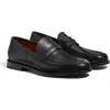 Zegna Black Natural Grain Leather Mocassin Loafer In Black