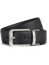 Zegna Leather Engraved Logo Belt In Schwarz