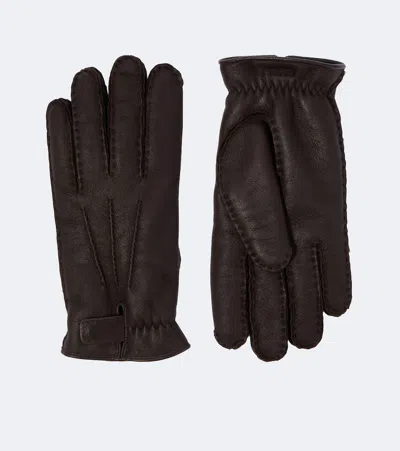 Zegna Leather Gloves In Brown